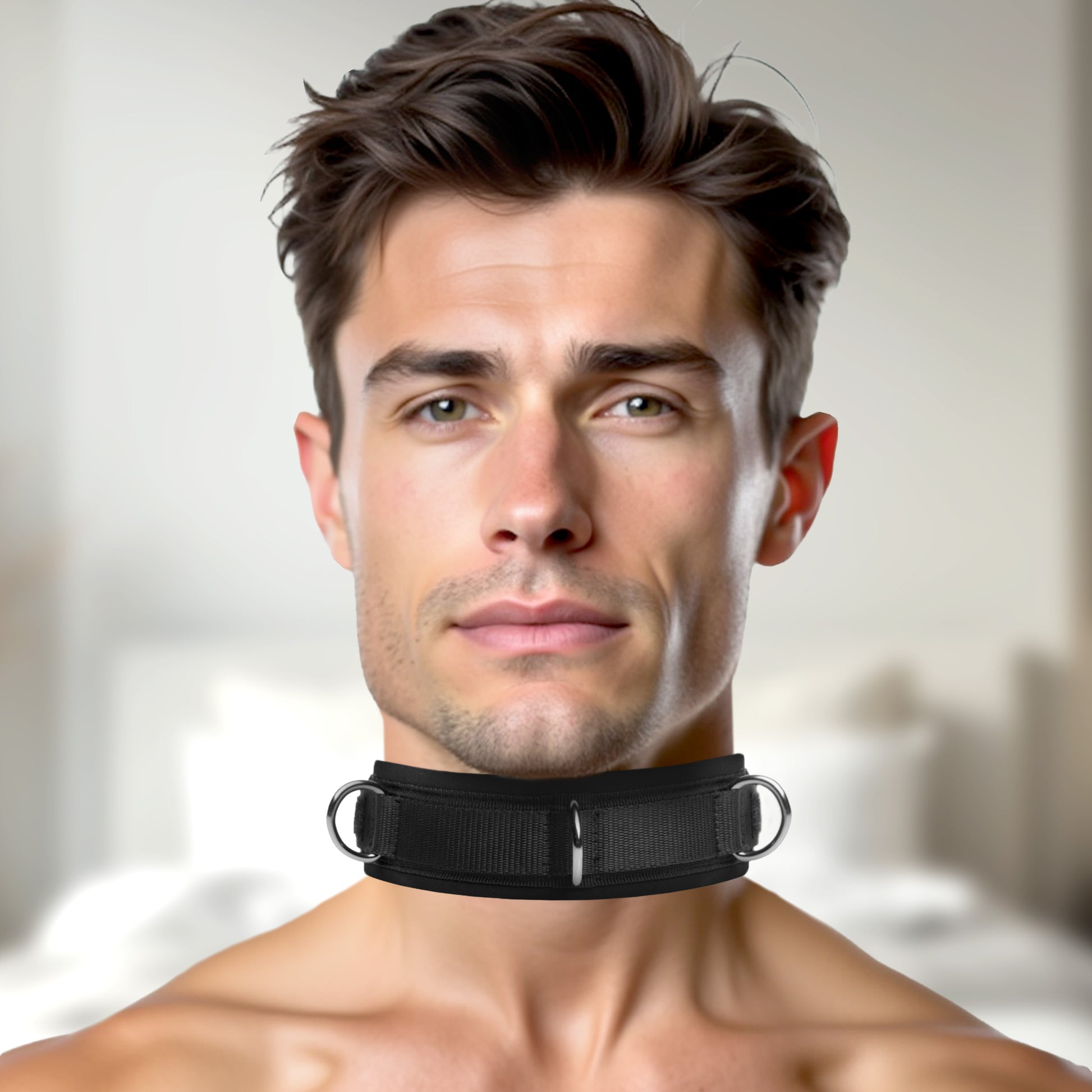 Neoprene Bondage Collar with D-Rings
