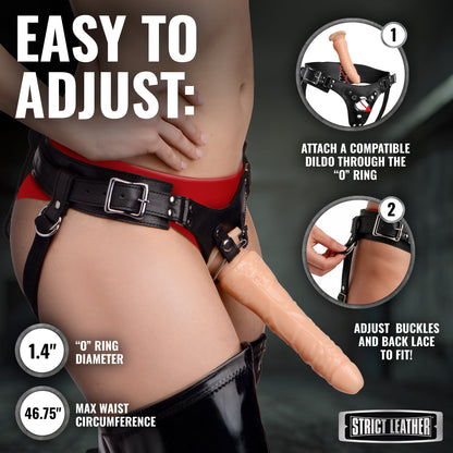 Leather Corset Back Strap On Dildo Harness