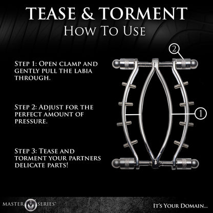 Spread Em Stainless Steel Poker Labia Clamp with Adjustable Pressure Screws