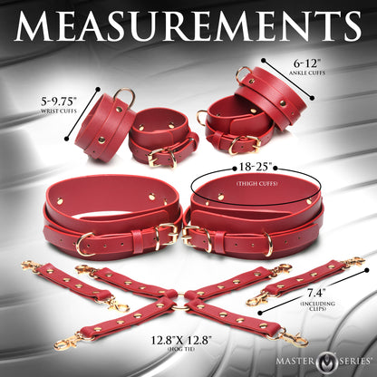 Crimson Captive Thigh, Wrist and Ankle Hog Tie Restraints