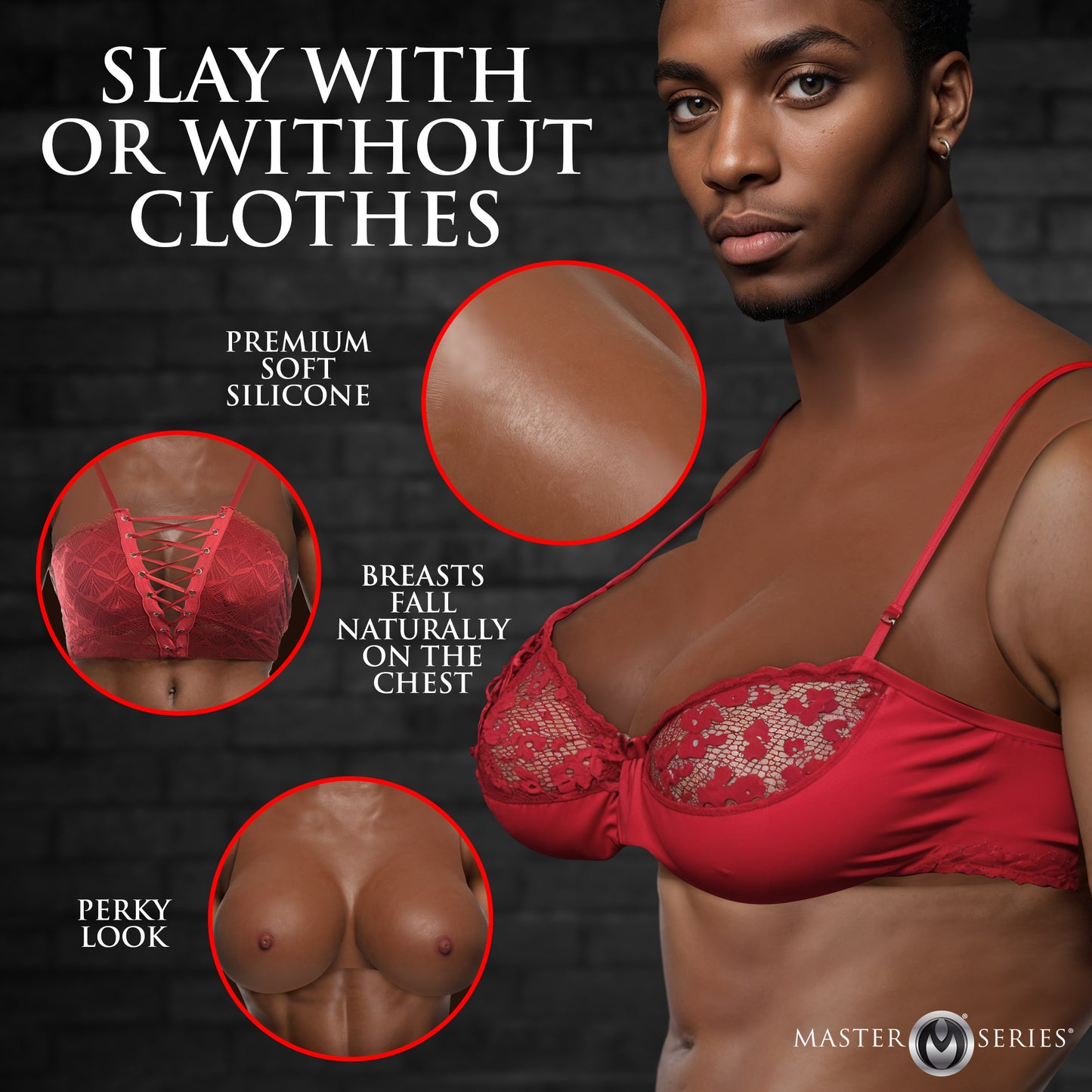 Perky Pair G-Cup Silicone Breasts - Dark