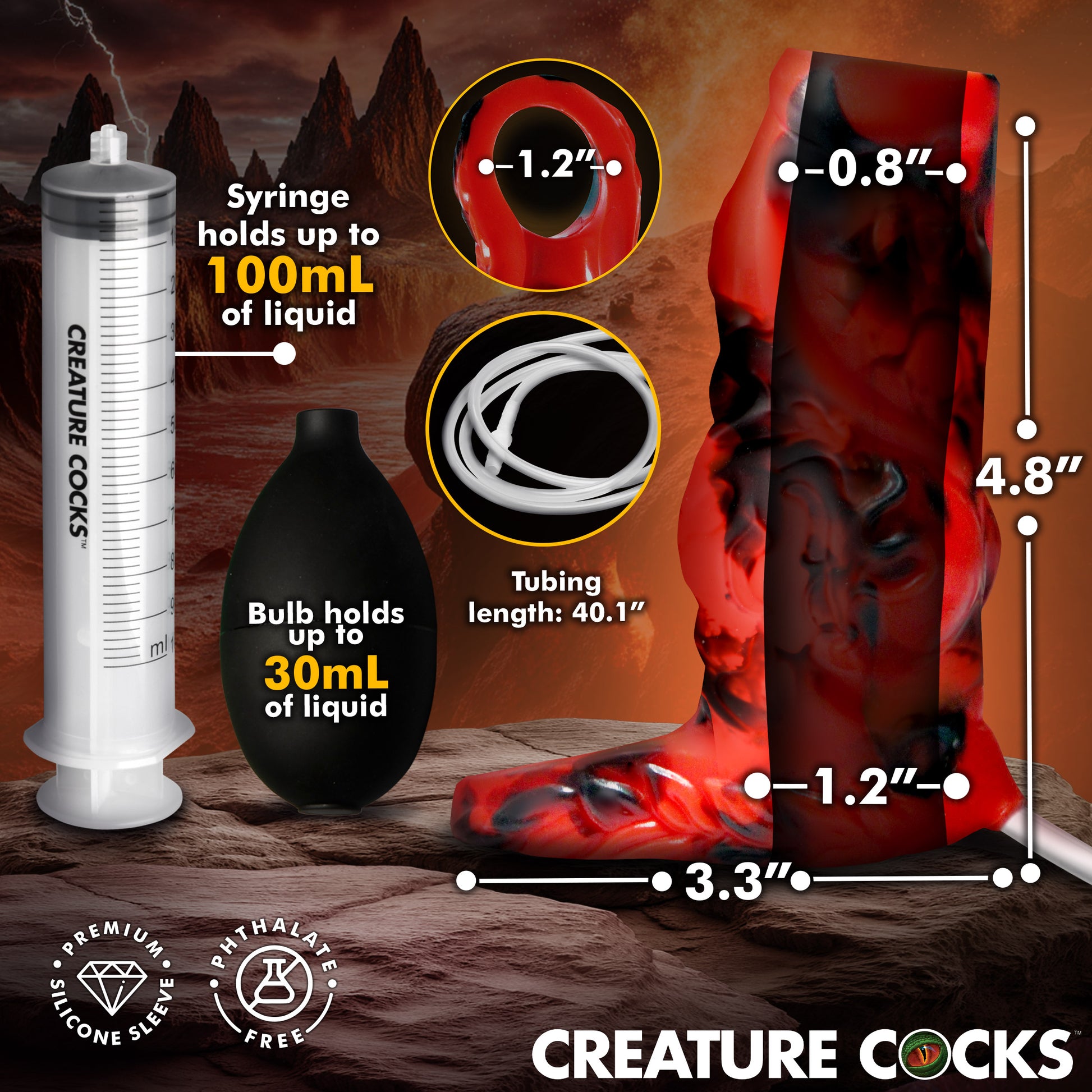 Hell Hound Squirting Silicone Penis Enhancer - Red