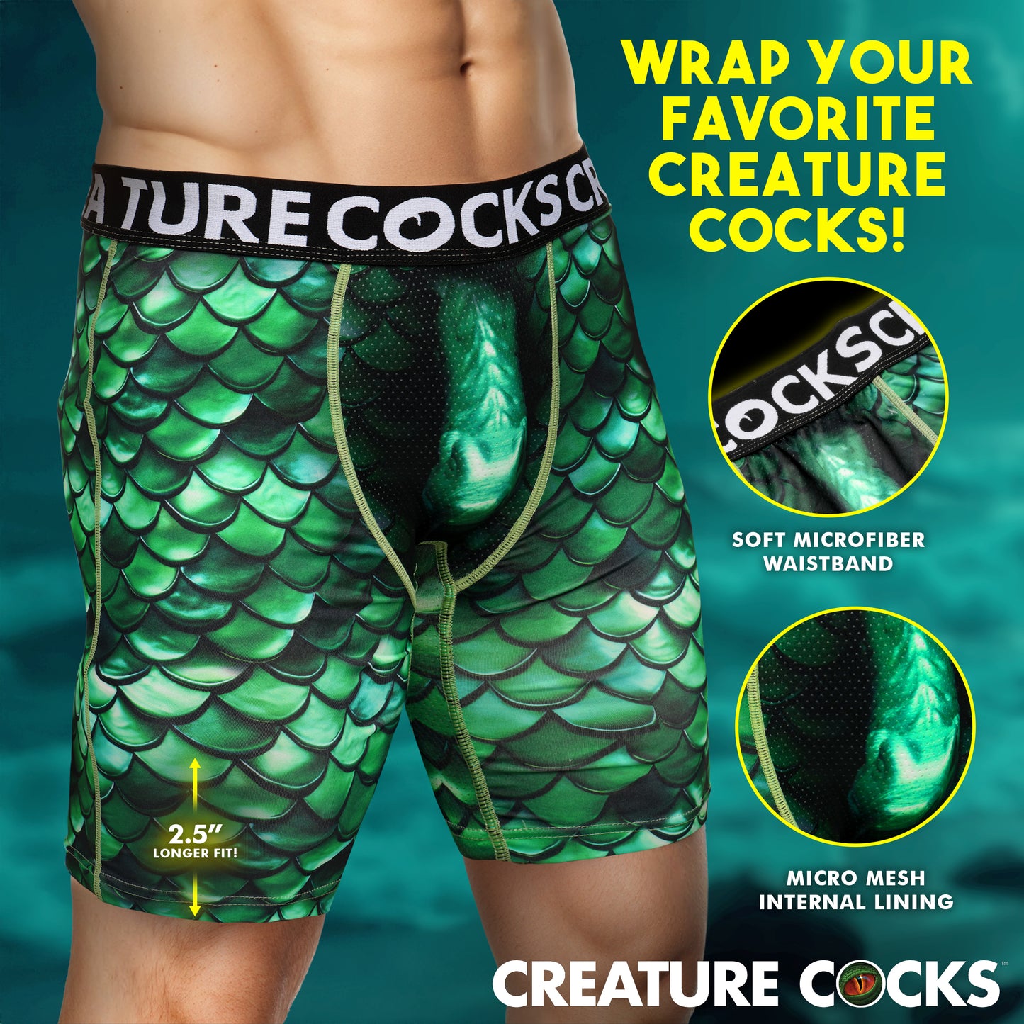 Creature Wear Cockness Monster Lake Creature Boxer Shorts - Small