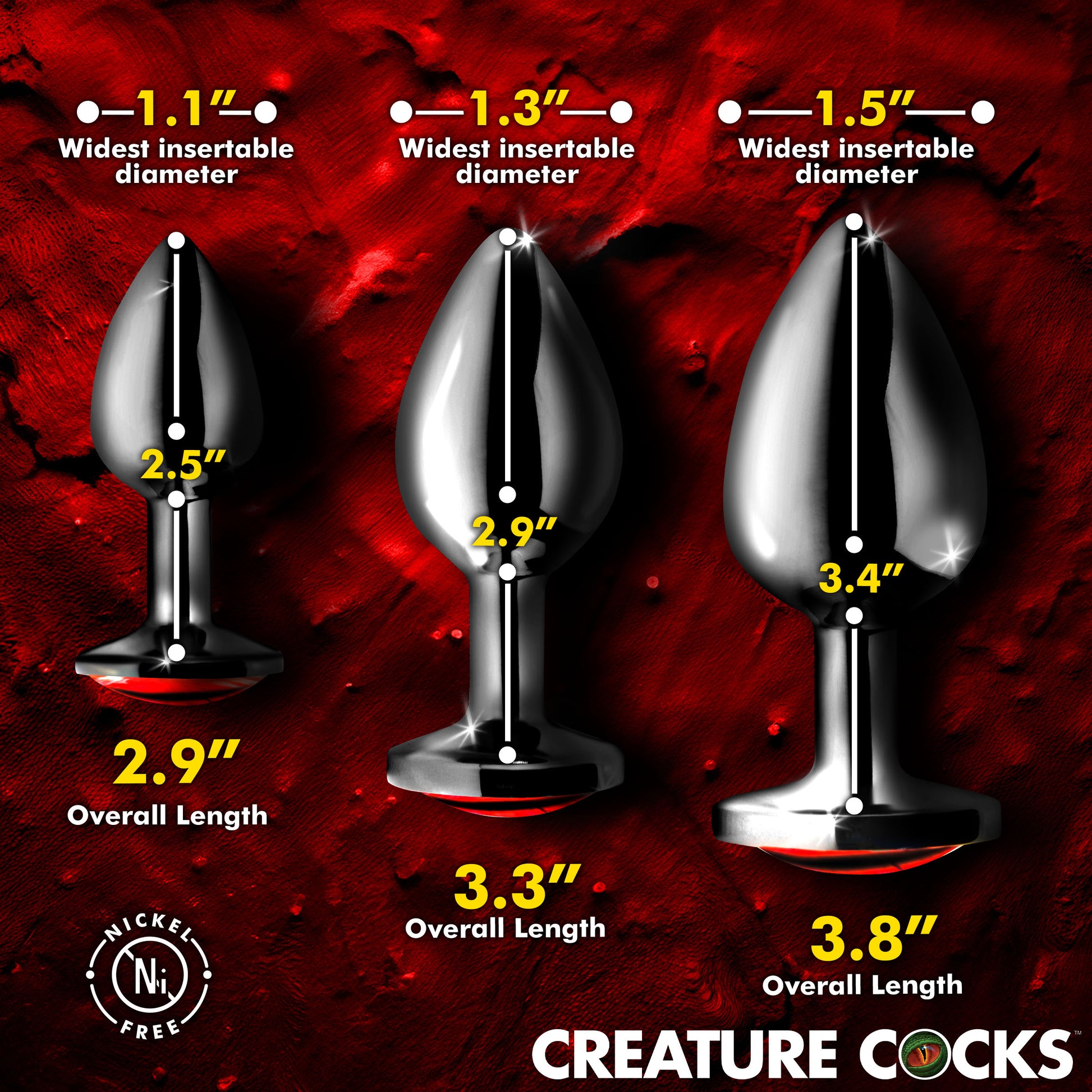Sinister Eyes Red Eye Metal Butt Plug Set