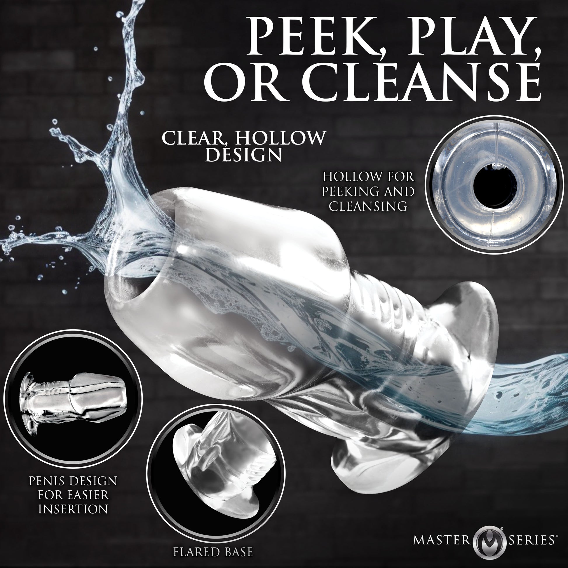 Dicked Clear Hollow Anal Plug - Large