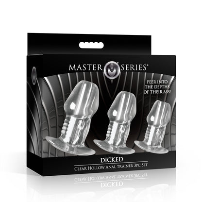 Dicked Clear Hollow Anal Plug 3pc Set