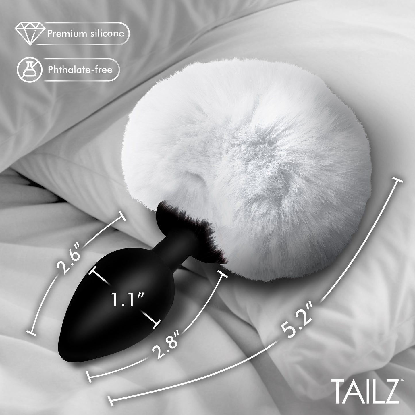 Fluffy Bunny Tail Silicone Plug - White