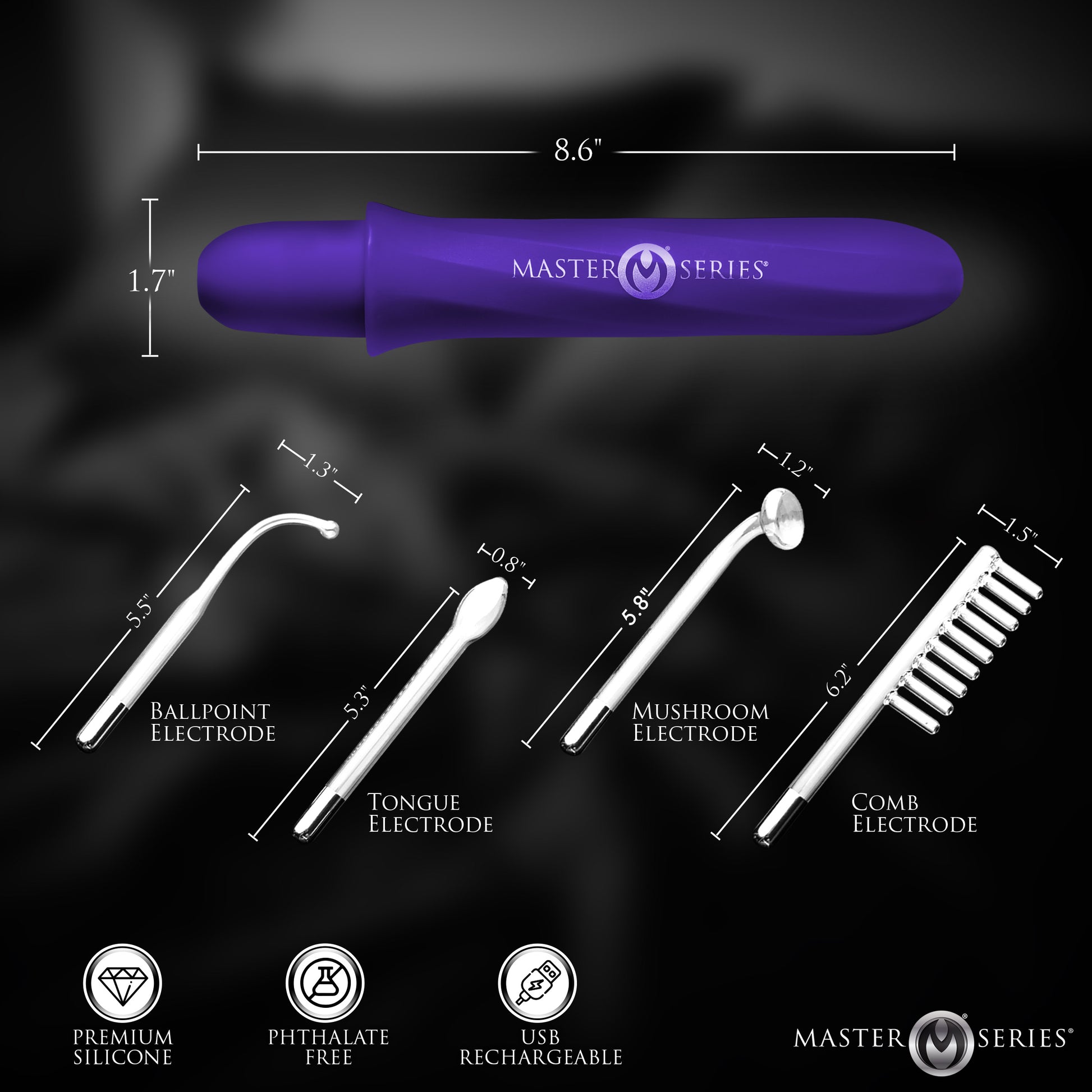 Elektrawand Rechargeable Violet Wand with Attachments - Purple