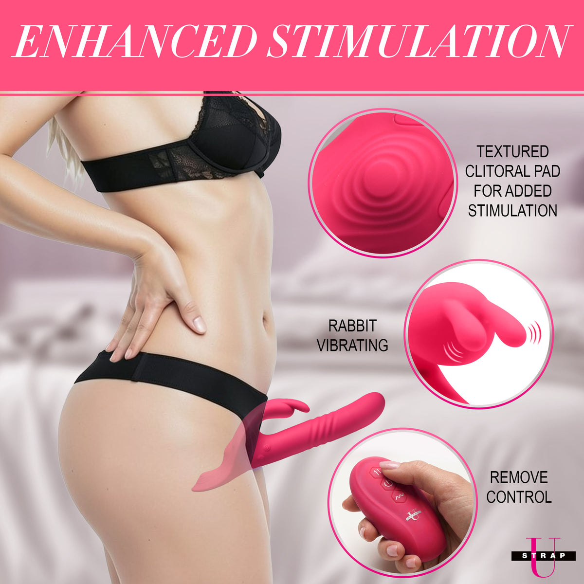 Thrusting & Vibrating Rabbit Strap-On w/ Harness