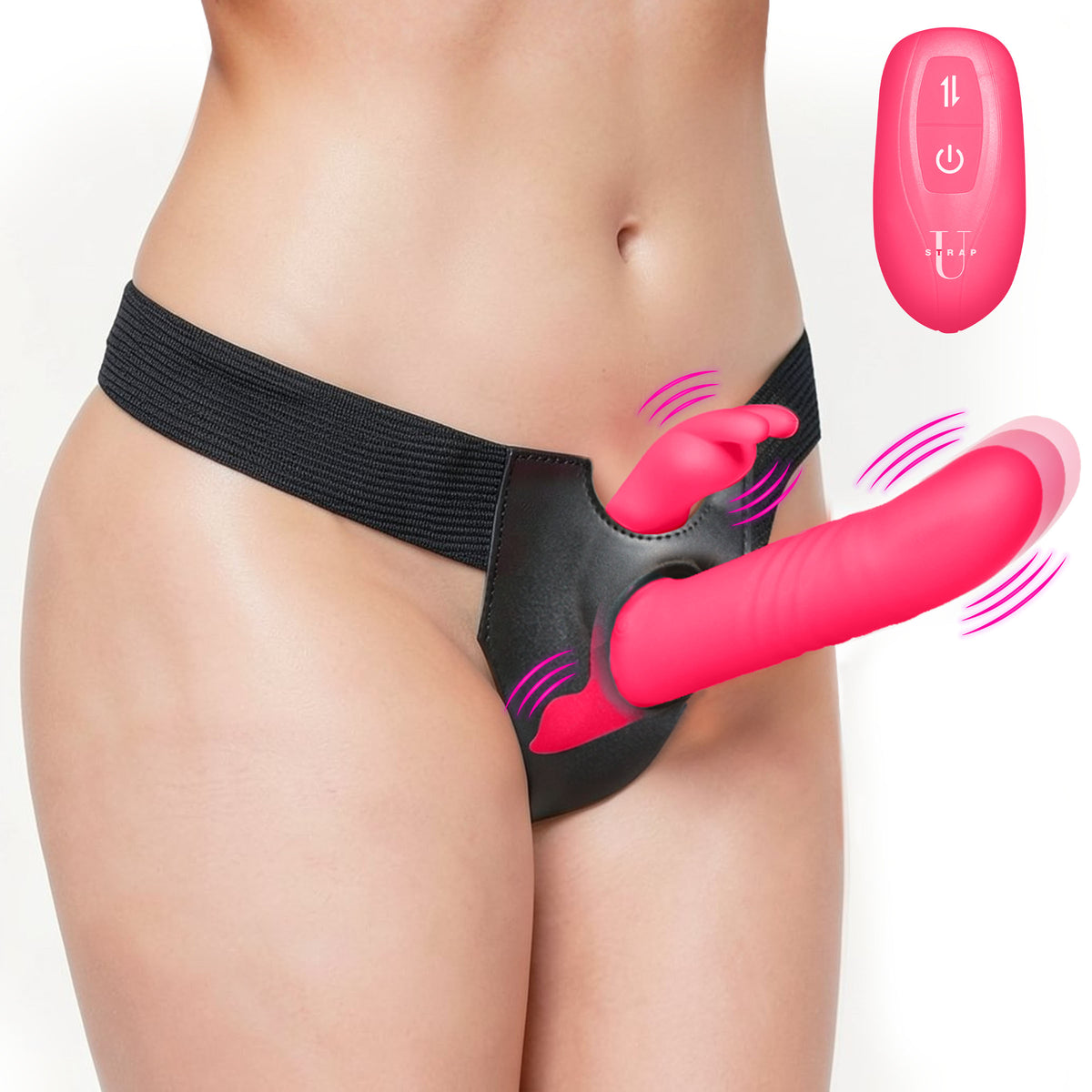 Thrusting & Vibrating Rabbit Strap-On w/ Harness