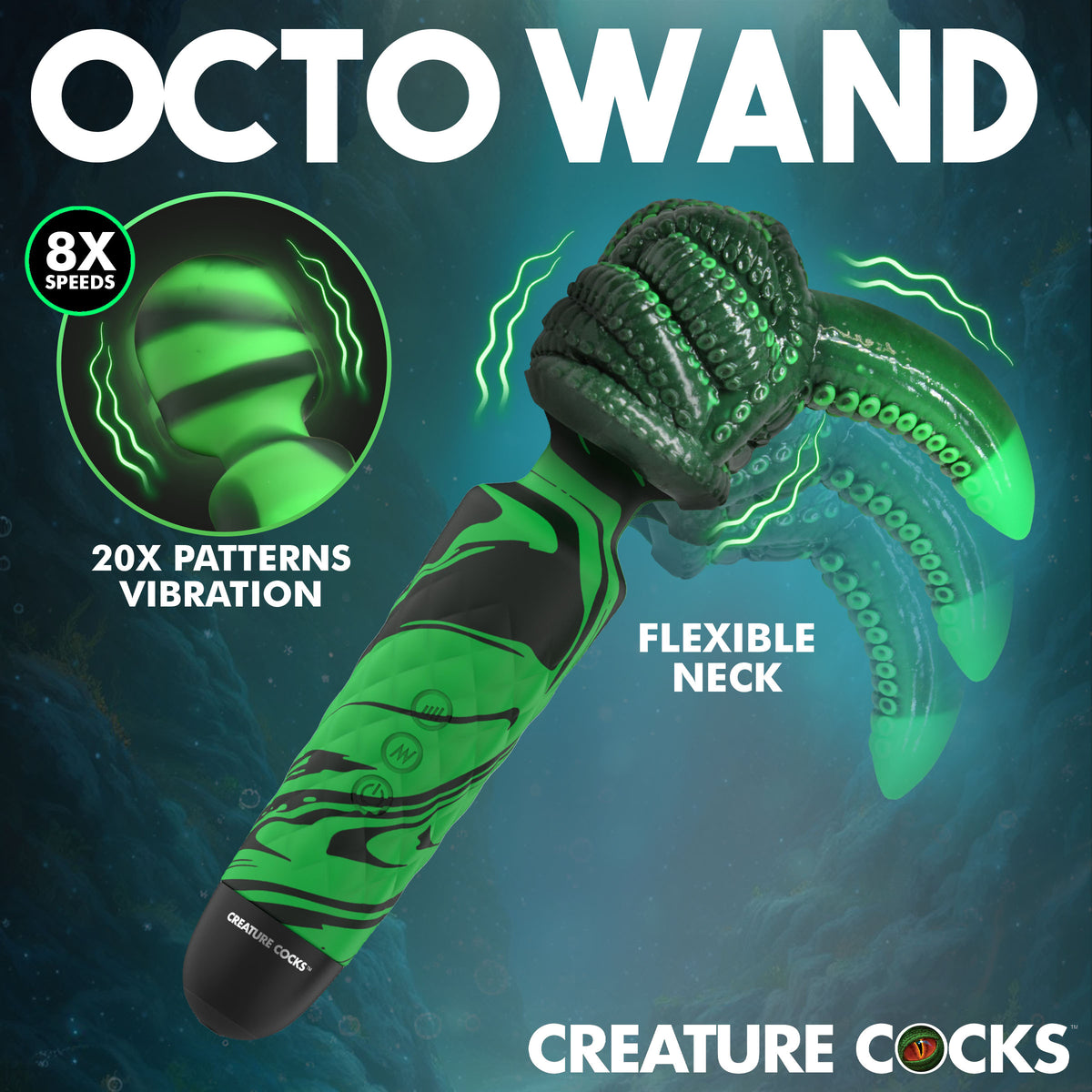 Octo Wand Silicone Vibrating Wand + Attachment