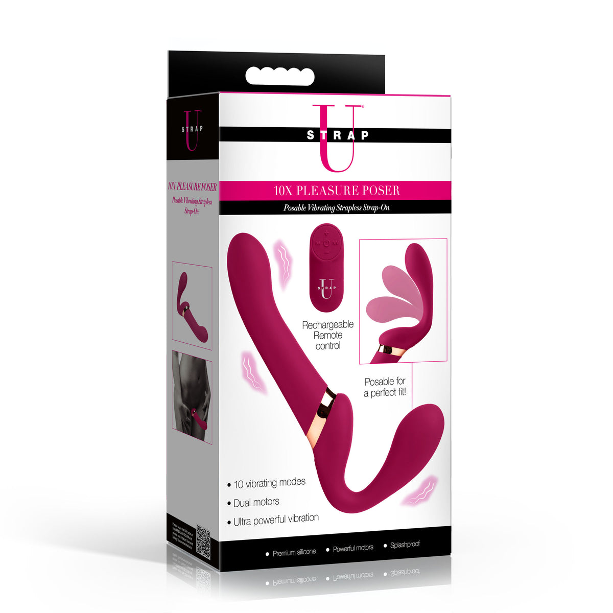 10X Pleasure Poser Posable Vibrating Strapless Strap-On