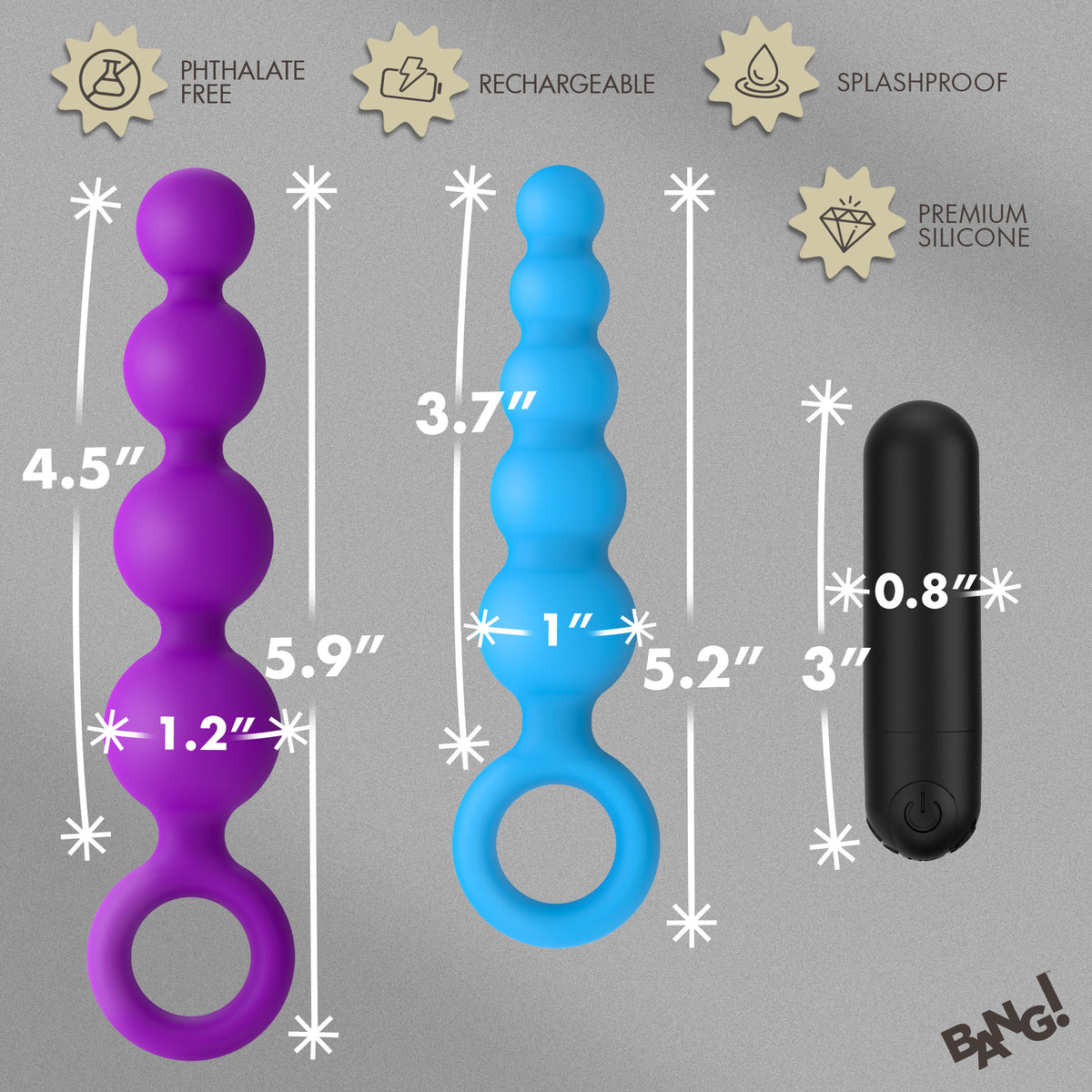 Vibrating Silicone Anal Beads Set w/ Remote
