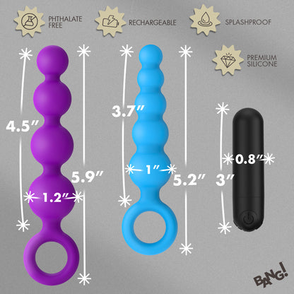 Vibrating Silicone Anal Beads Set w/ Remote