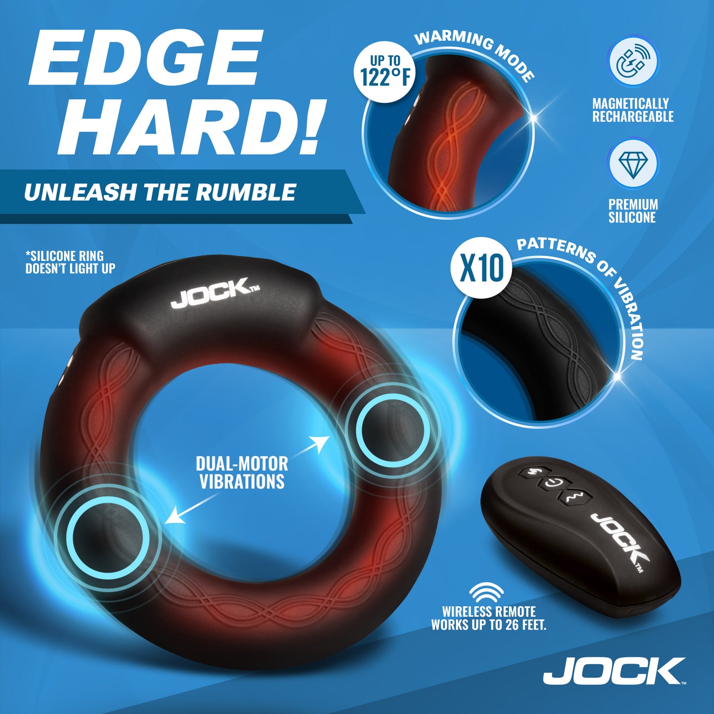 Rumbler Vibrating & Warming C-Ring - 1.8"