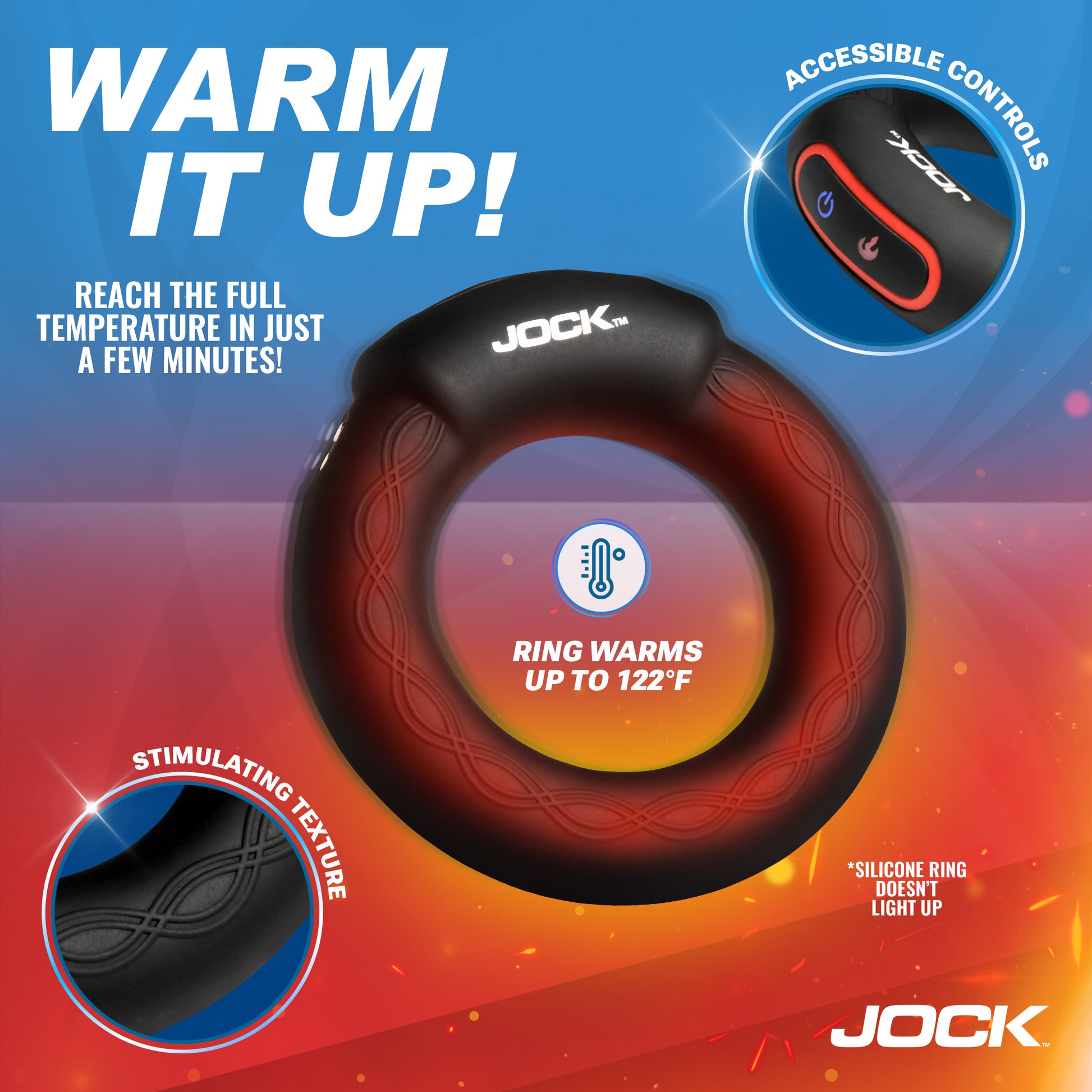Rumbler Vibrating & Warming C-Ring - 1.8"