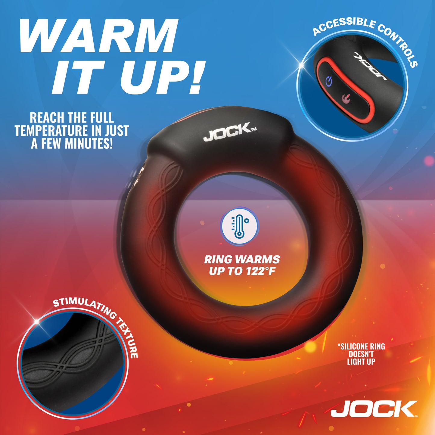 Rumbler Vibrating & Warming C-Ring - 2"