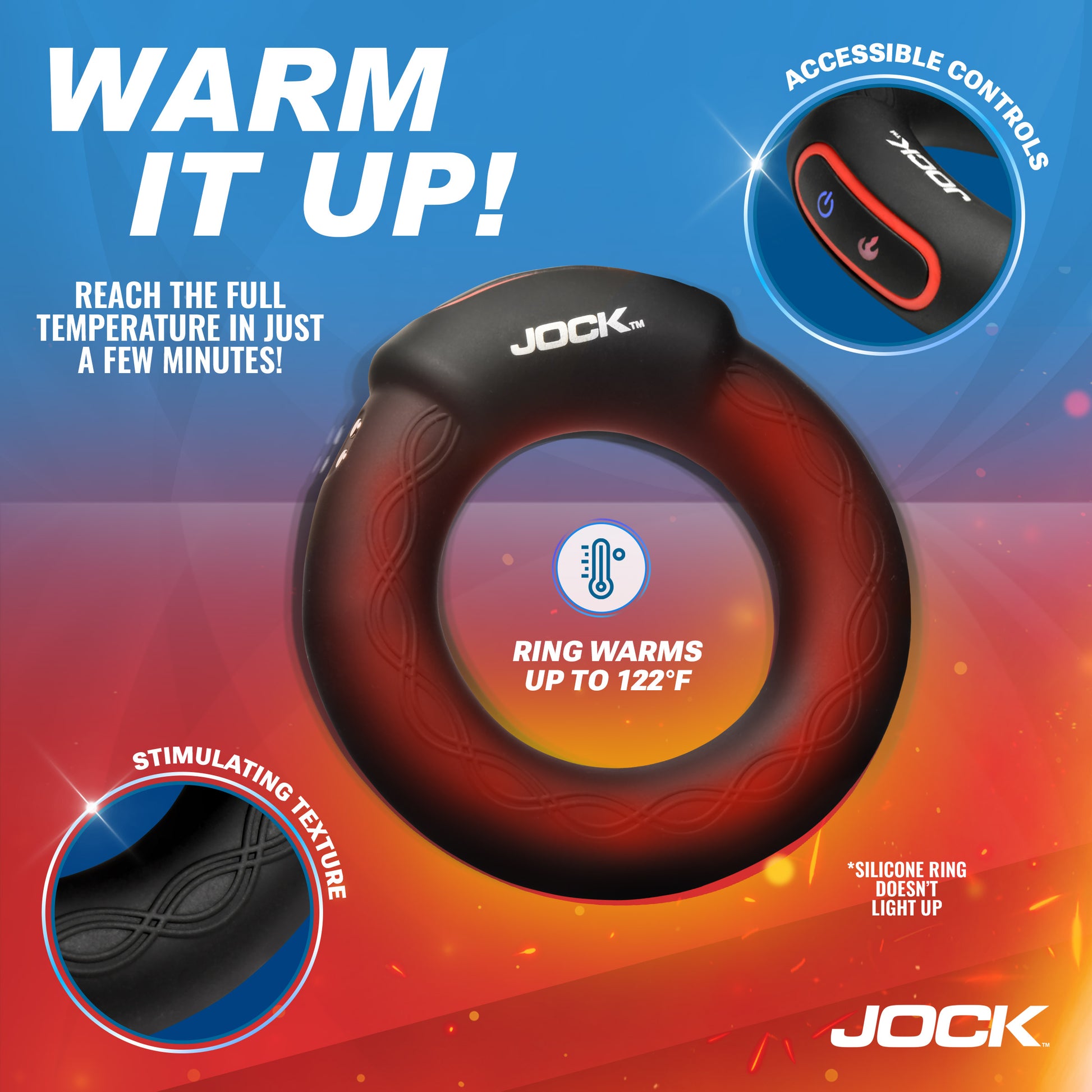 Rumbler Vibrating & Warming C-Ring - 2"