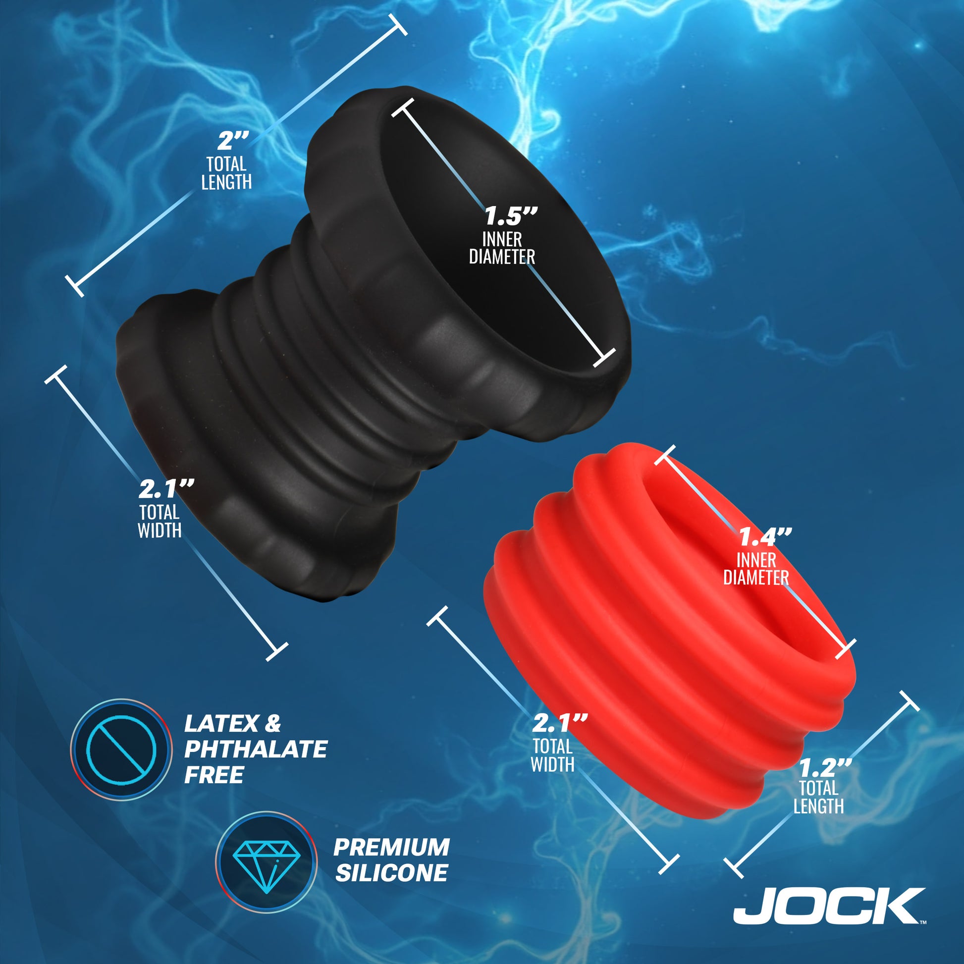 2-in-1 Silicone Cock Ring - Red