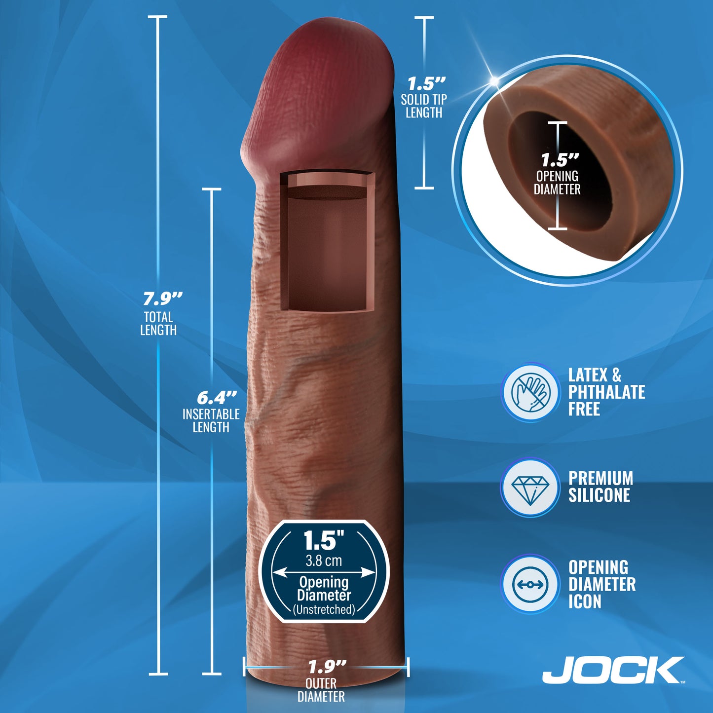 Enhancers 1.5" Silicone Penis Extension Sleeve - Dark