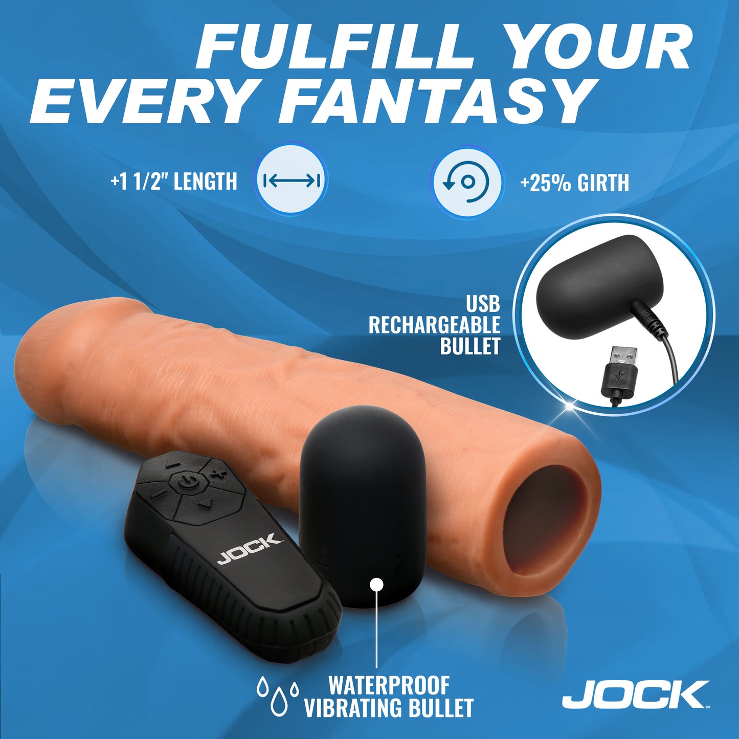 Enhancers Vibrating Penis Extension w/ Remote - Light