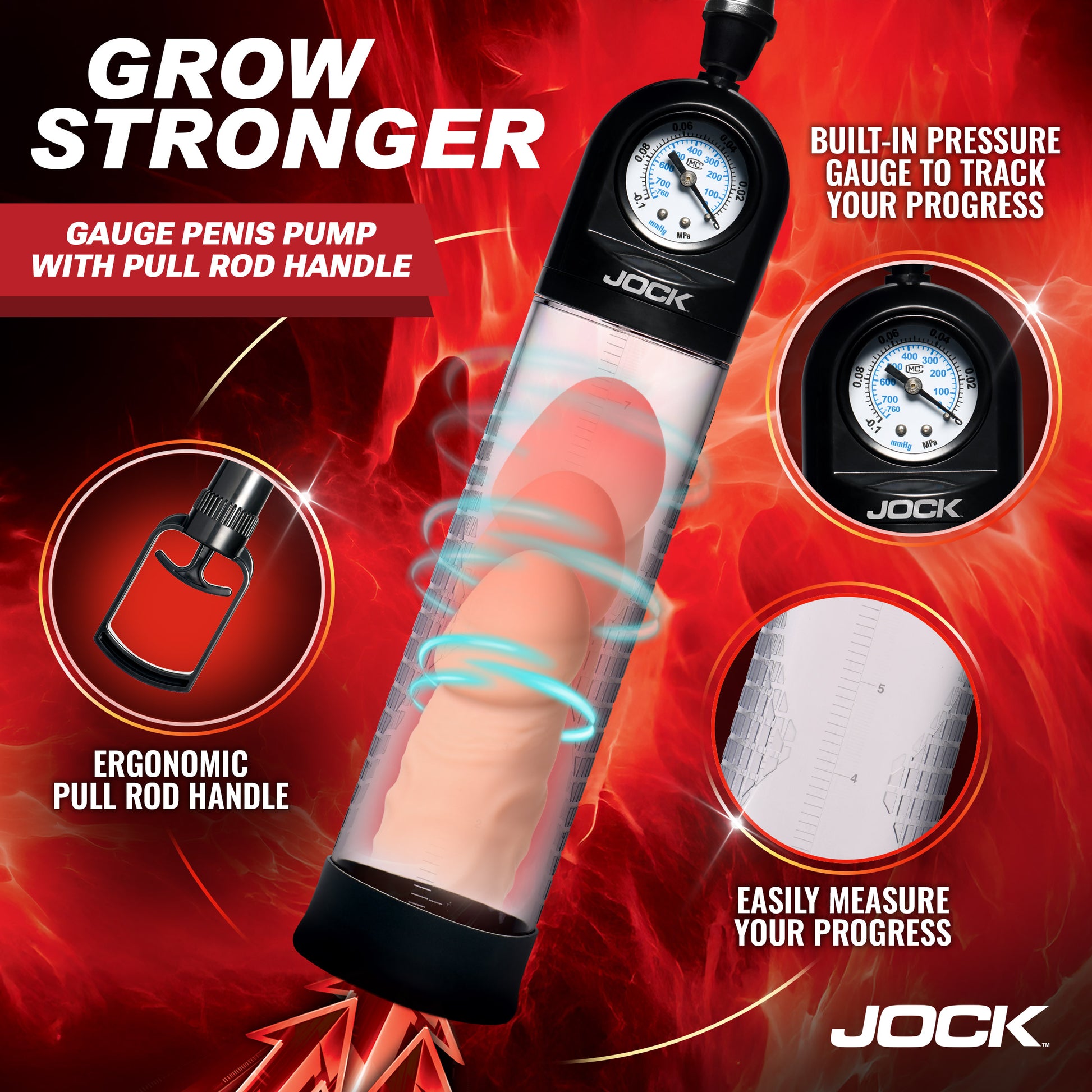 Pump Up Gauge Penis Pump with Pull Handle