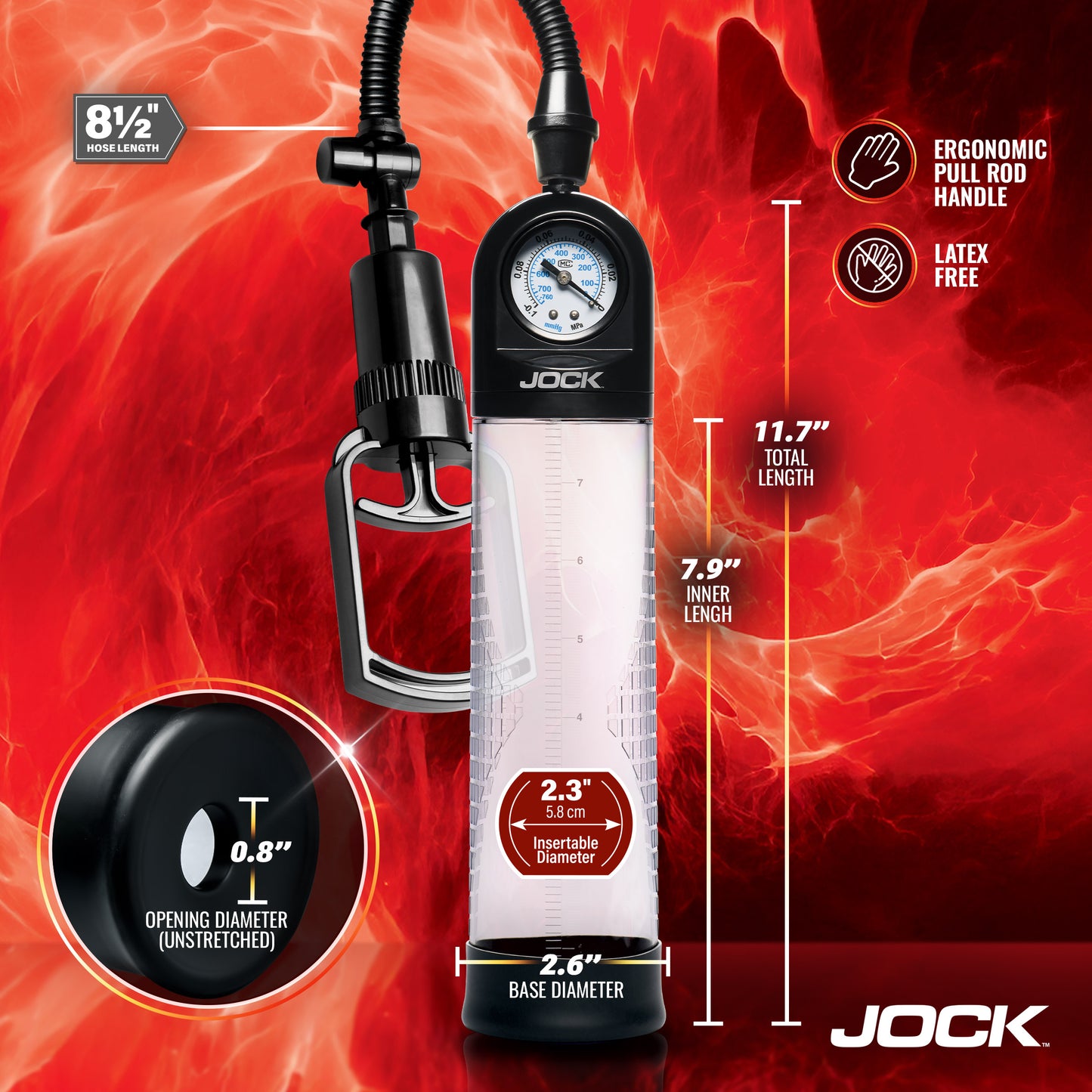 Pump Up Gauge Penis Pump with Pull Handle
