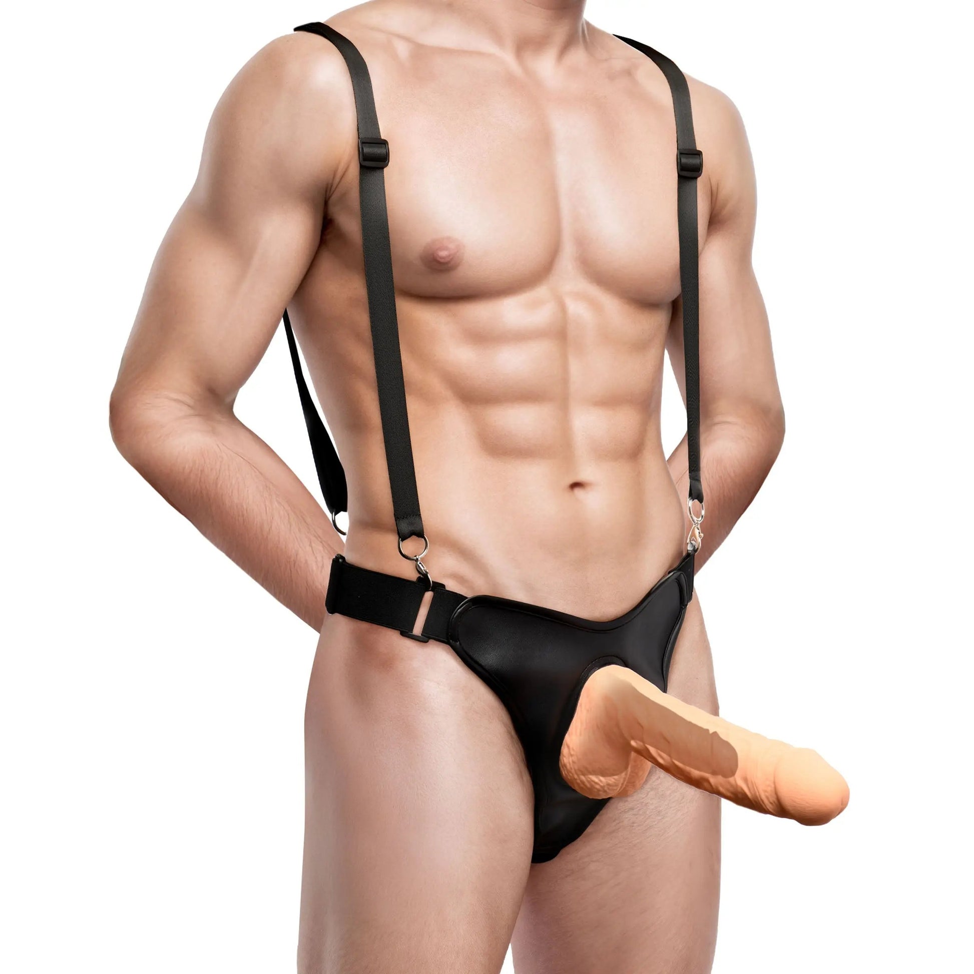 Magnum 9" Hollow Silicone Dildo w/ Harness