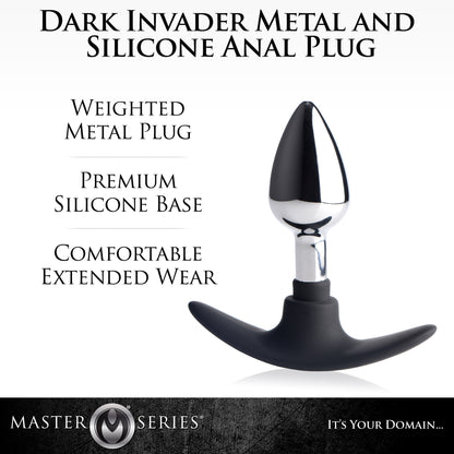 Dark Invader Metal and Silicone Anal Plug - Small