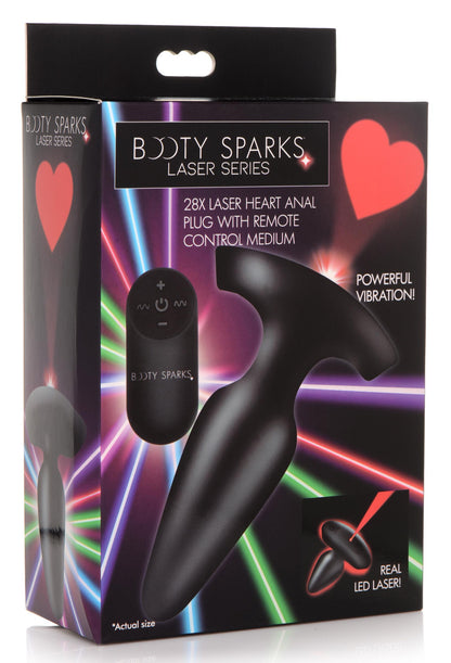 28X Laser Heart Silicone Anal Plug with Remote – Large
